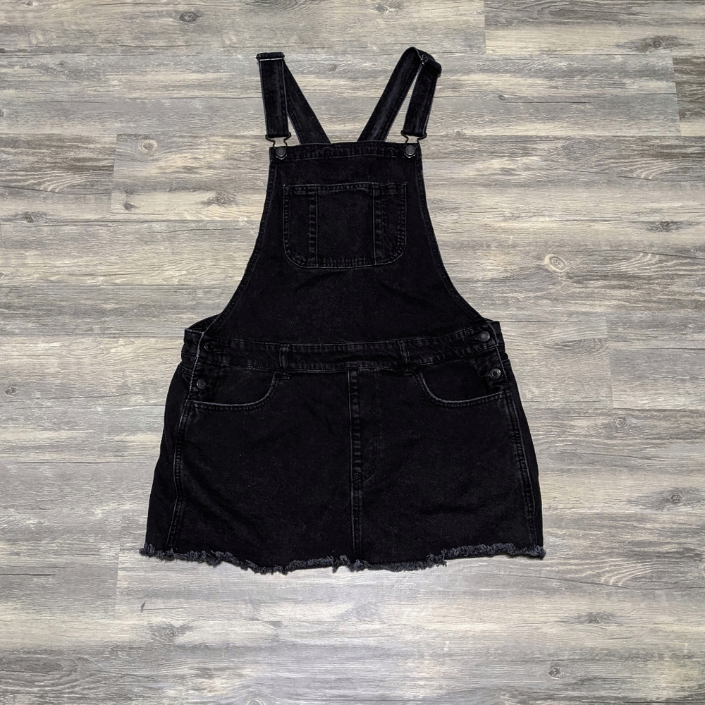 AEO Black Denim Overall Skirt